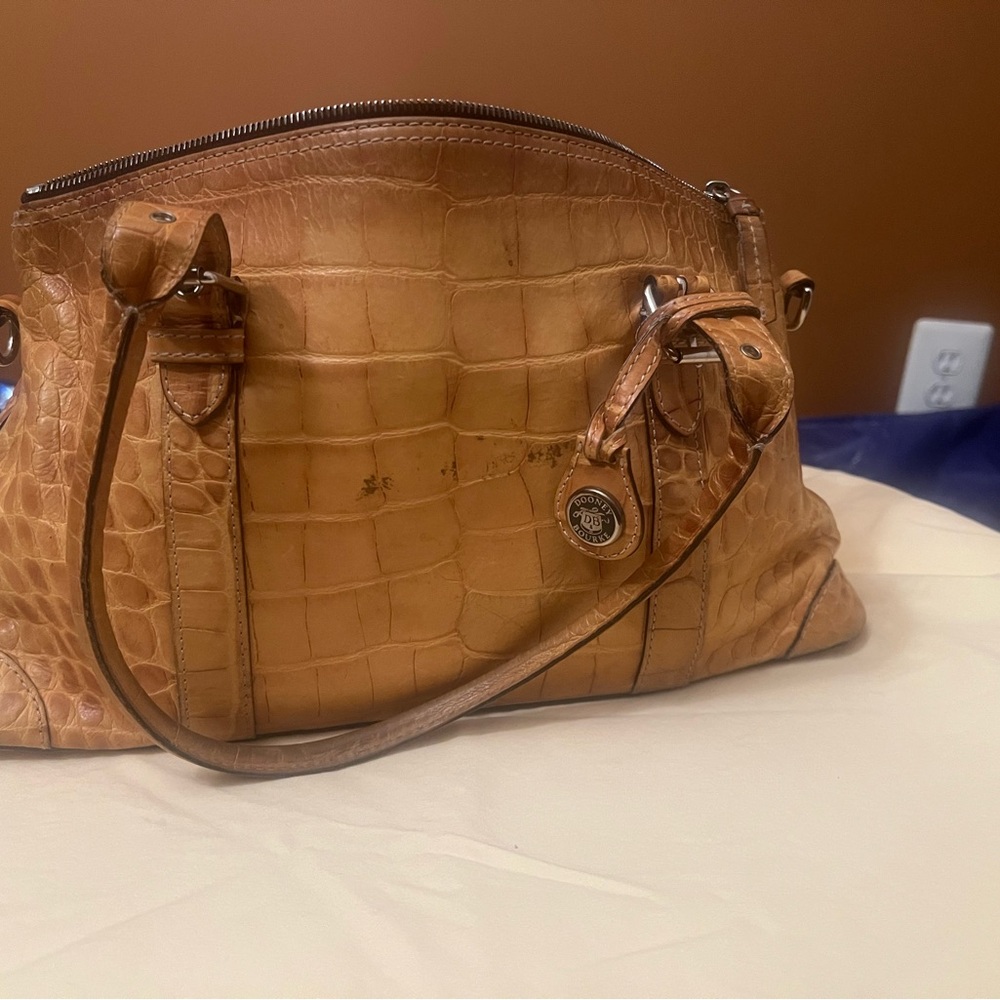 Dooney & Bourke Croc-Embossed Tan Leather Shoulder Bag